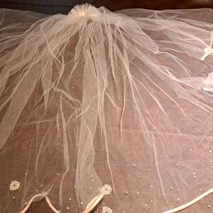 Rum Fingertip Ribbon Edge Veil